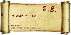 Pintér Ete névjegykártya
